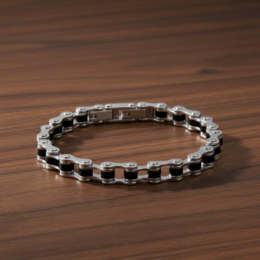 A.R.Z Steel Matte Steel Bike Link Bracelet 6mm