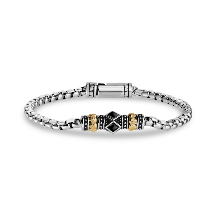 A.R.Z Steel Mini Skull & Stone Accent Bracelet