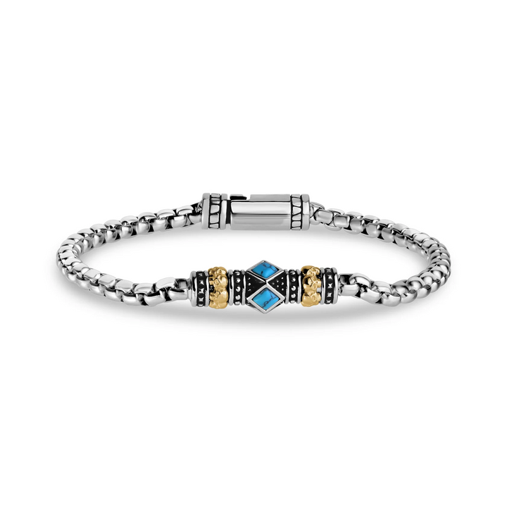 A.R.Z Steel Mini Skull & Stone Accent Bracelet