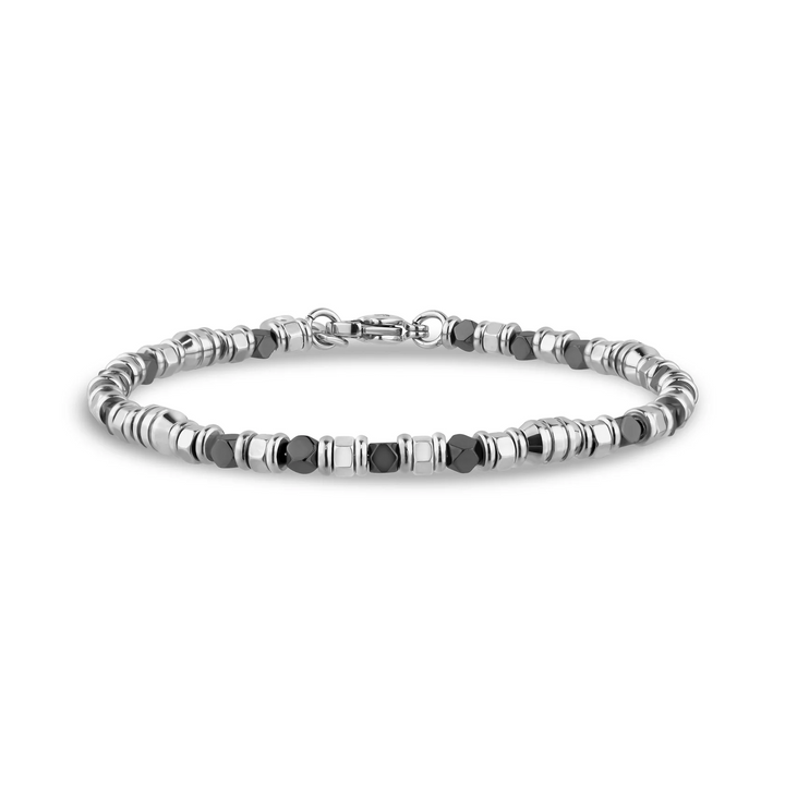 A.R.Z Steel Hematite Steel Bead Bracelet