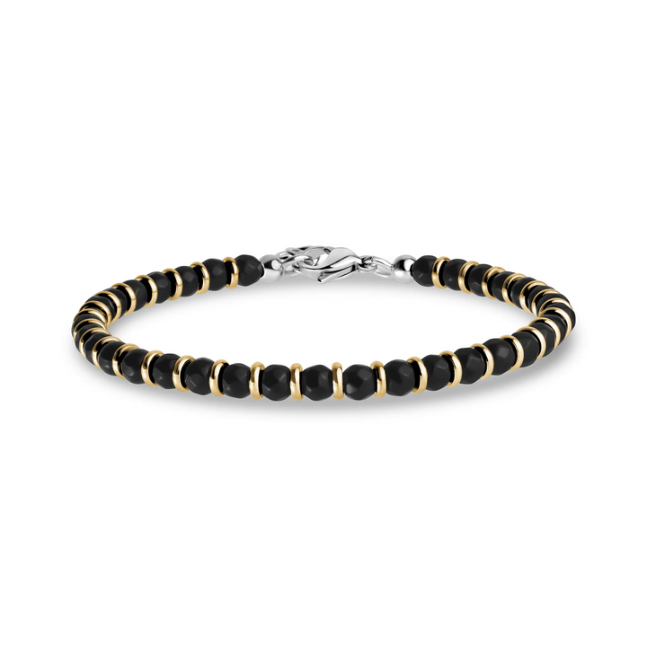 A.R.Z Steel Black & Gold Bead Bracelet