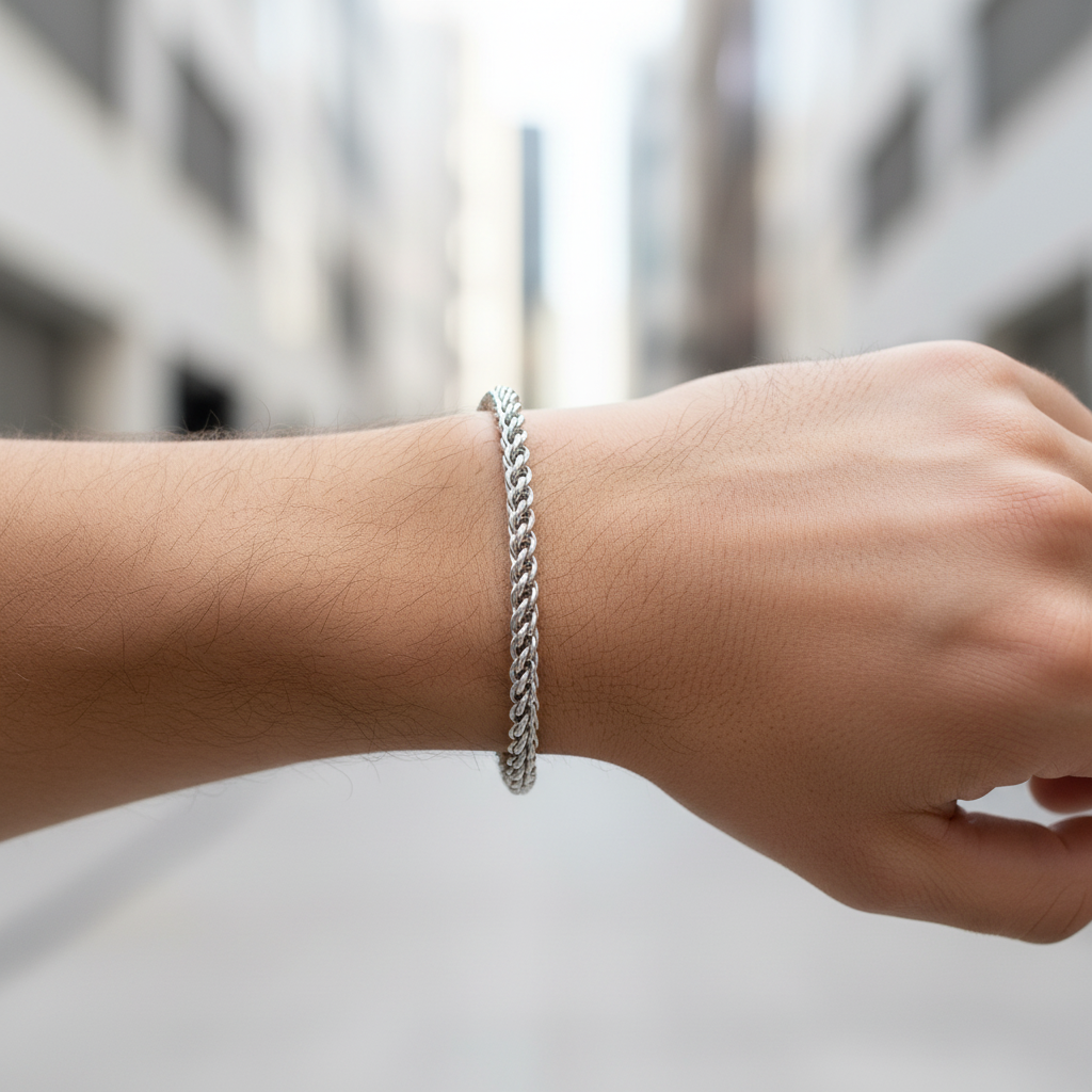 A.R.Z Steel Classic Franco Link Bracelet 4mm
