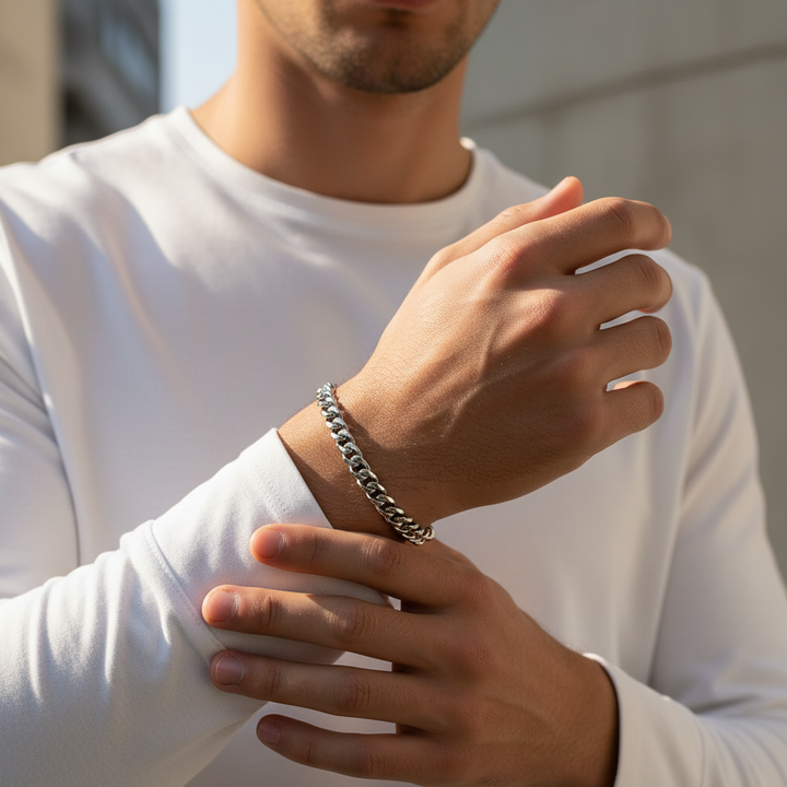 A.R.Z Steel Cuban Link Bracelet 7mm
