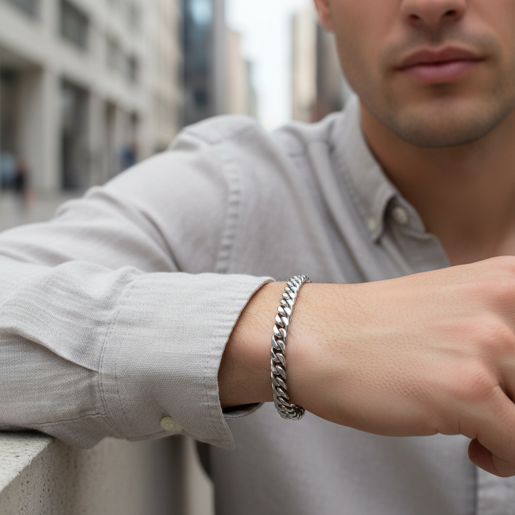 A.R.Z Steel Cuban Link Bracelet 5mm