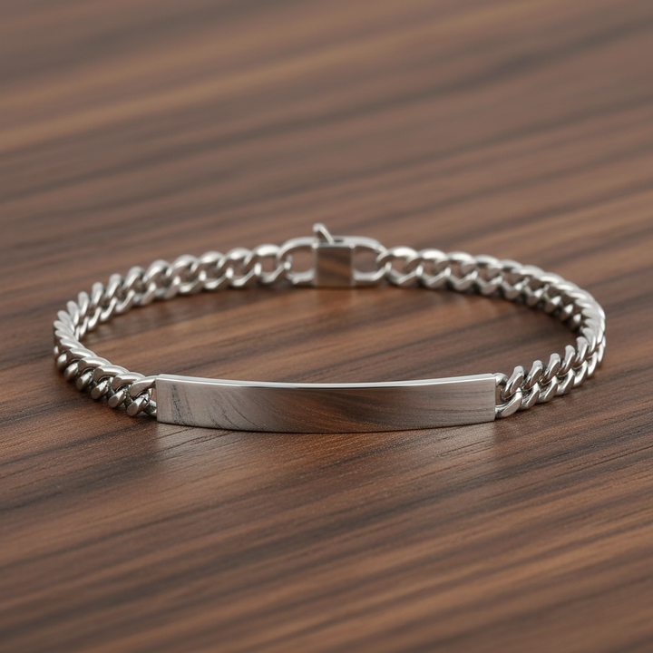 A.R.Z Steel Engravable Cuban Link ID Bracelet 5mm
