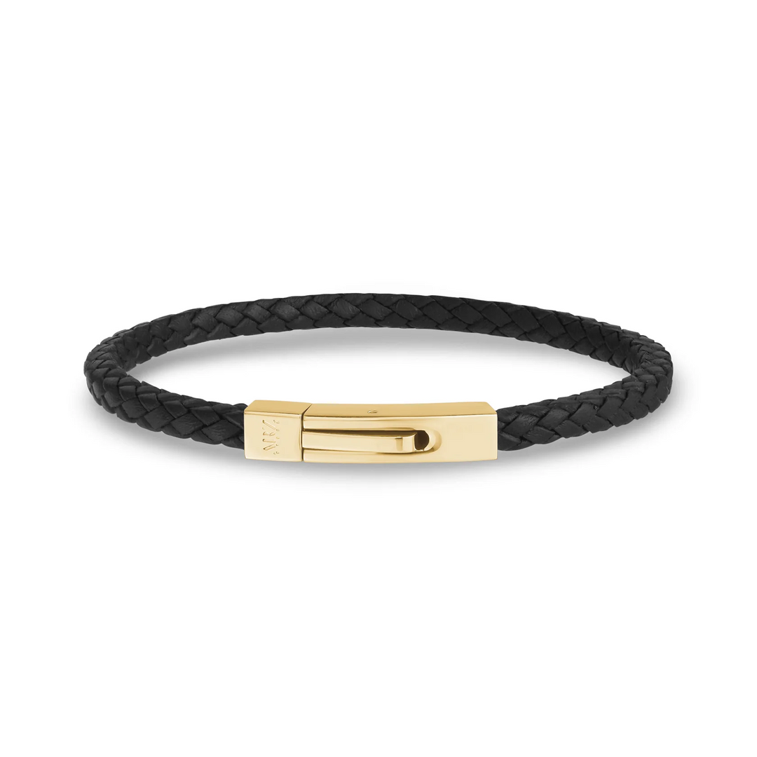 A.R.Z Steel Square Braided Leather Bracelet 4mm