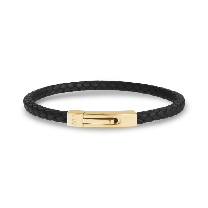 A.R.Z Steel Square Braided Leather Bracelet 4mm