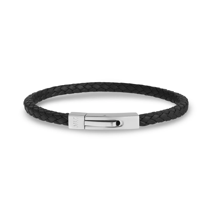 A.R.Z Steel Square Braided Leather Bracelet 4mm