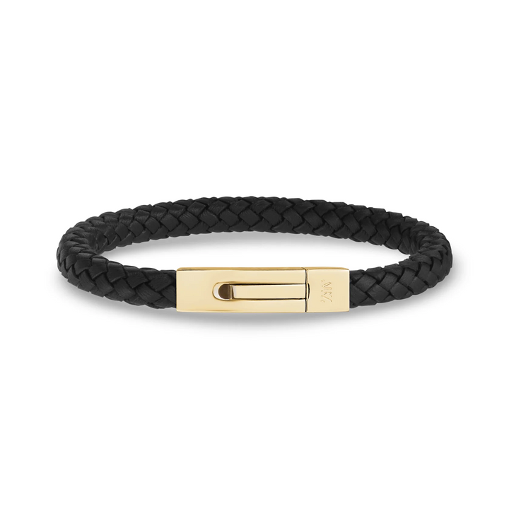 A.R.Z Steel Square Braided Leather Bracelet 6mm