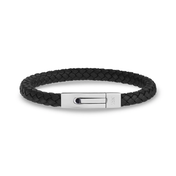 A.R.Z Steel Square Braided Leather Bracelet 6mm