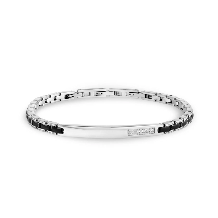 A.R.Z Steel Streamlined Black ID Bracelet 4.5mm