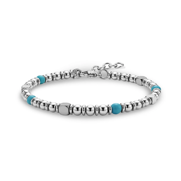 A.R.Z Steel Turquoise Steel Bead Bracelet 4mm