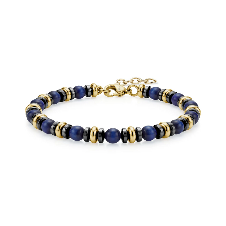 A.R.Z Steel Midnight Blue Tiger Eye Bracelet 4mm