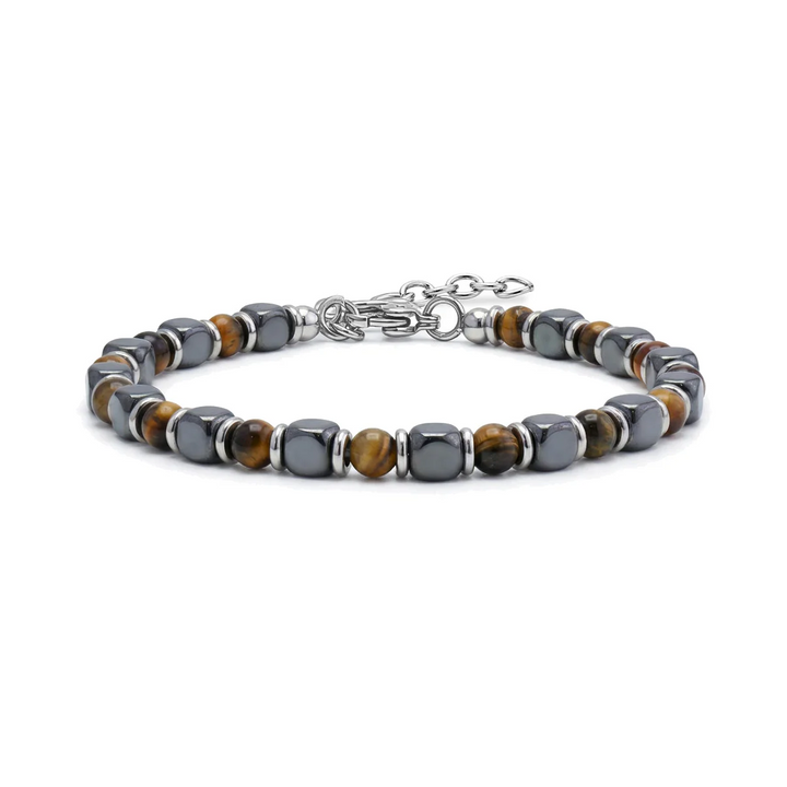 A.R.Z Steel Tiger Stone Beaded Bracelet 5mm
