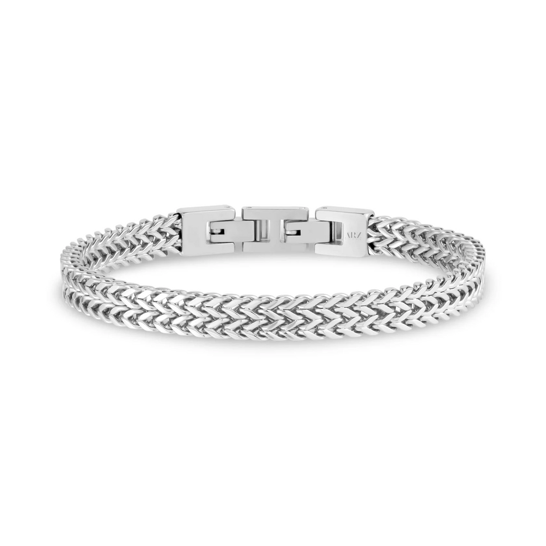 A.R.Z Steel Polished Double Franco Link Bracelet 7mm