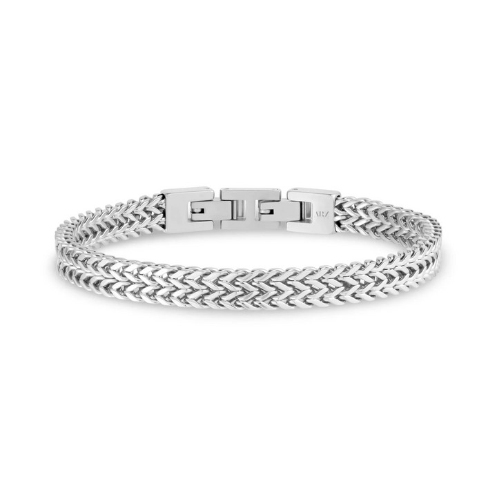 A.R.Z Steel Polished Double Franco Link Bracelet 7mm