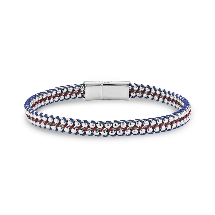 A.R.Z Steel Red and Blue Tethered Bracelet 6mm
