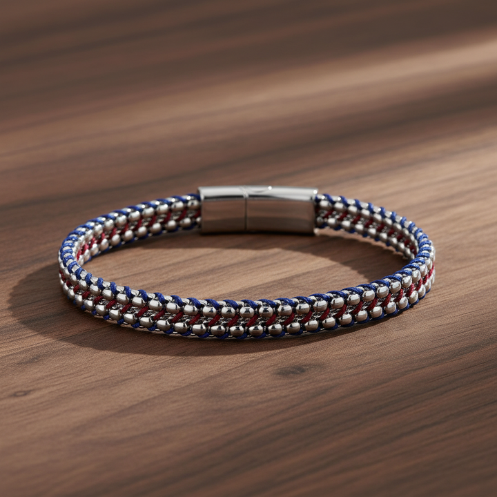A.R.Z Steel Red and Blue Tethered Bracelet 6mm