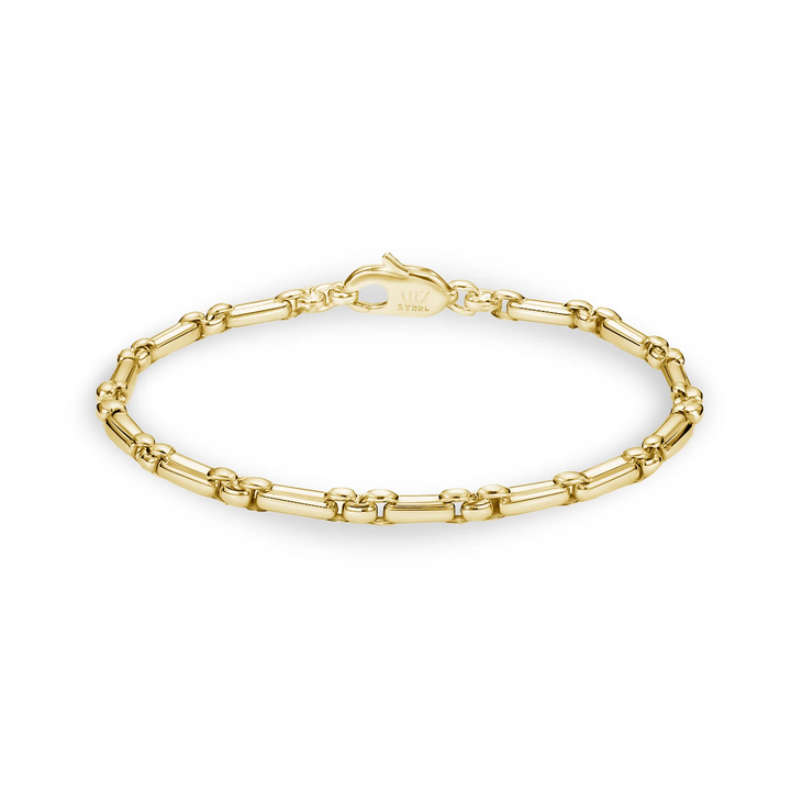 A.R.Z Steel Polished Rectangle Link Bracelet 3.5mm