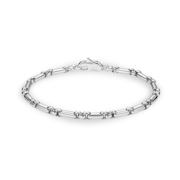 A.R.Z Steel Polished Rectangle Link Bracelet 3.5mm
