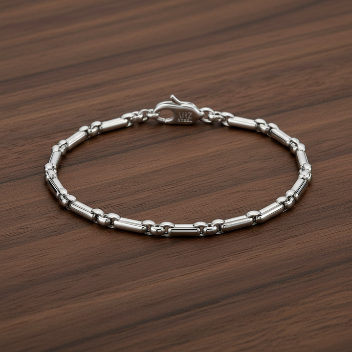 A.R.Z Steel Polished Rectangle Link Bracelet 3.5mm