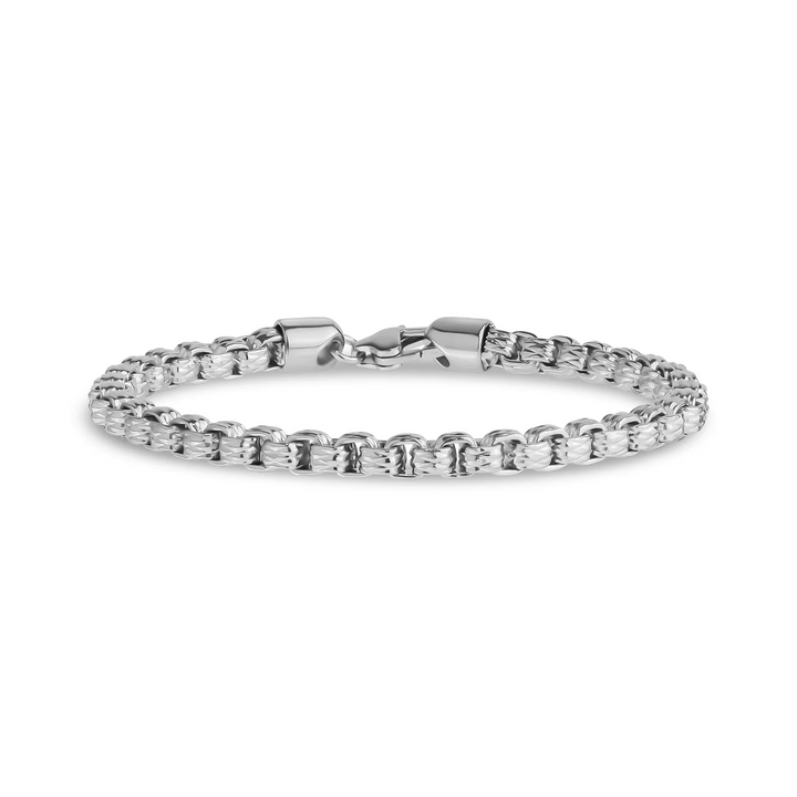 A.R.Z Steel Rugged Round Box Link Bracelet 5mm