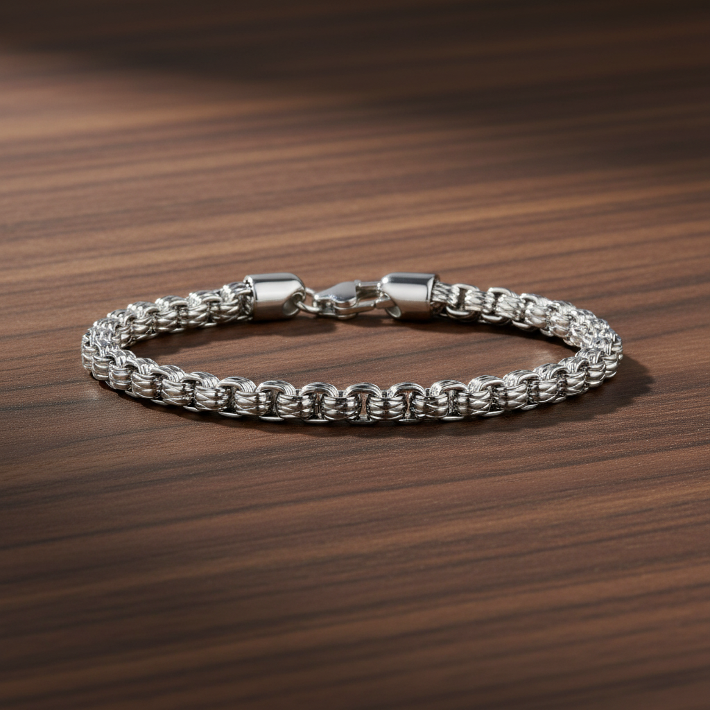 A.R.Z Steel Rugged Round Box Link Bracelet 5mm