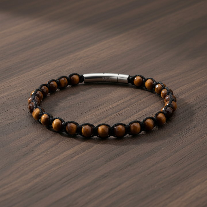 A.R.Z Steel Tiger Eye Strength Bracelet 5mm