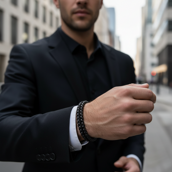 A.R.Z Steel Shadow Weave Bracelet 8mm
