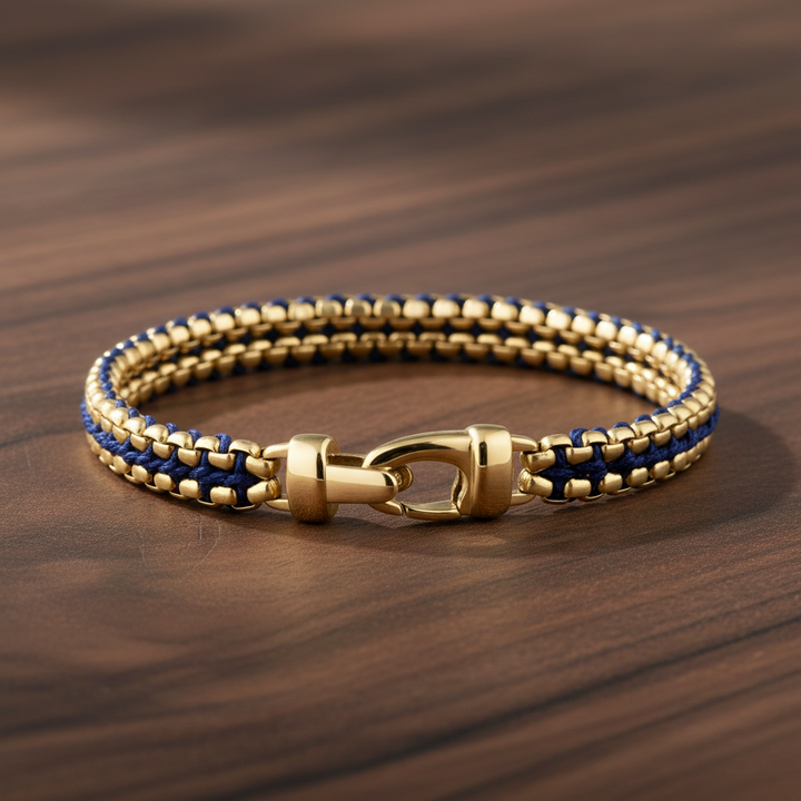A.R.Z Steel Nautic Gold Weave Bracelet 9mm