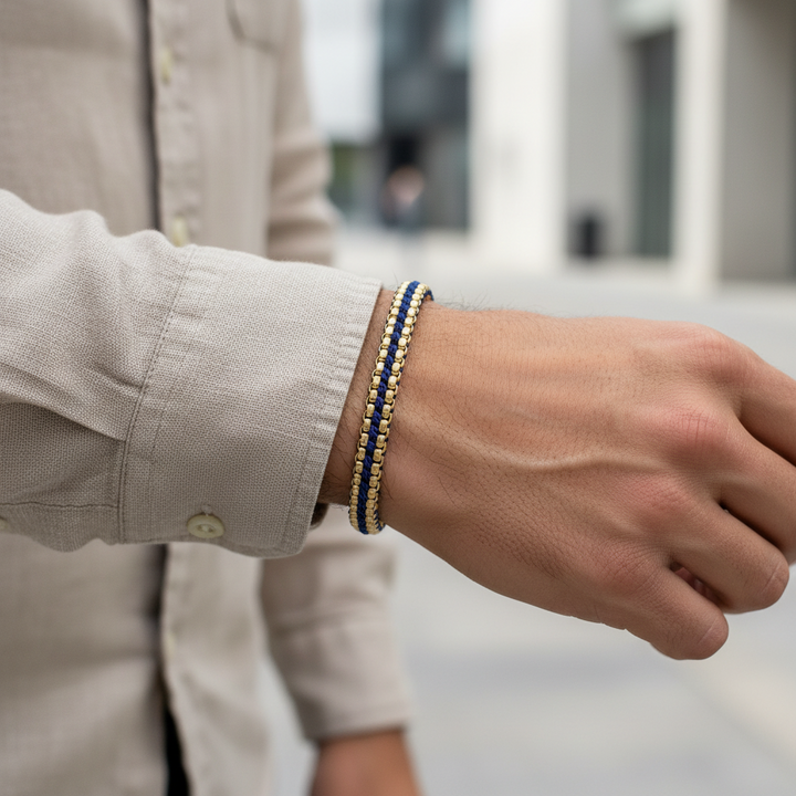 A.R.Z Steel Nautic Gold Weave Bracelet 9mm
