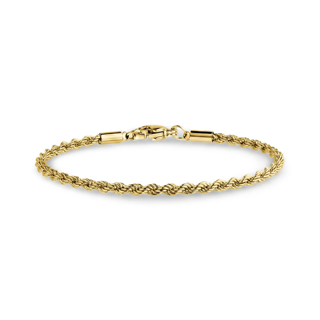 A.R.Z Steel Slim Twisted Rope Bracelet 2mm