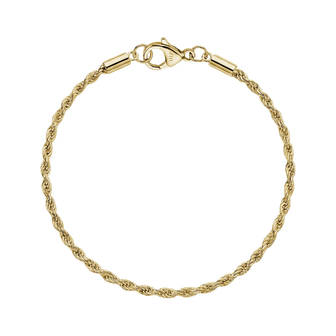 A.R.Z Steel Slim Twisted Rope Bracelet 2mm