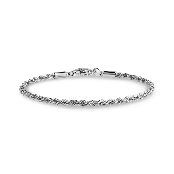 A.R.Z Steel Slim Twisted Rope Bracelet 2mm