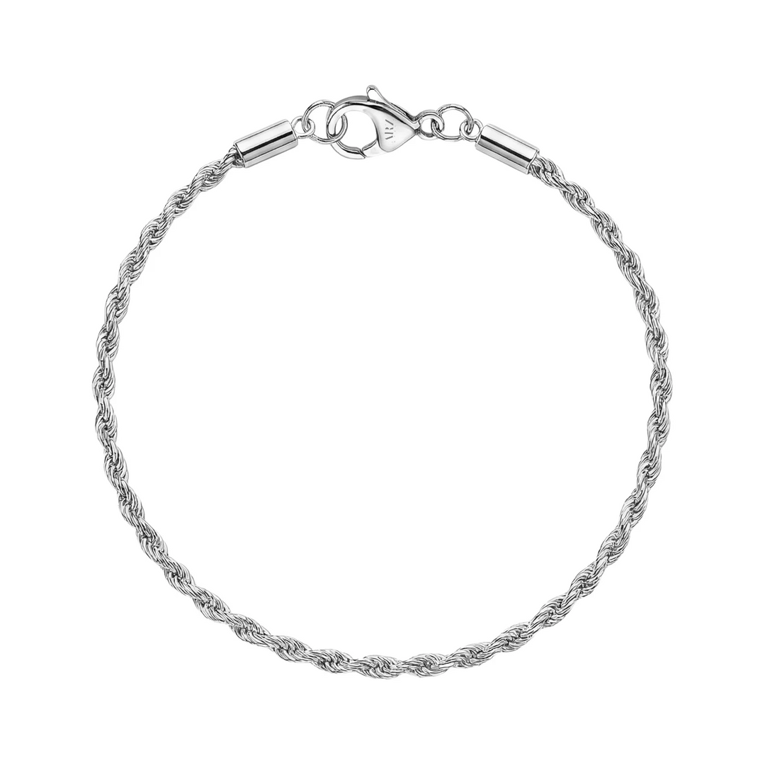 A.R.Z Steel Slim Twisted Rope Bracelet 2mm