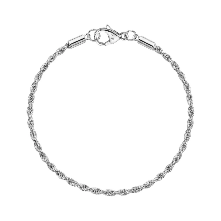 A.R.Z Steel Slim Twisted Rope Bracelet 2mm