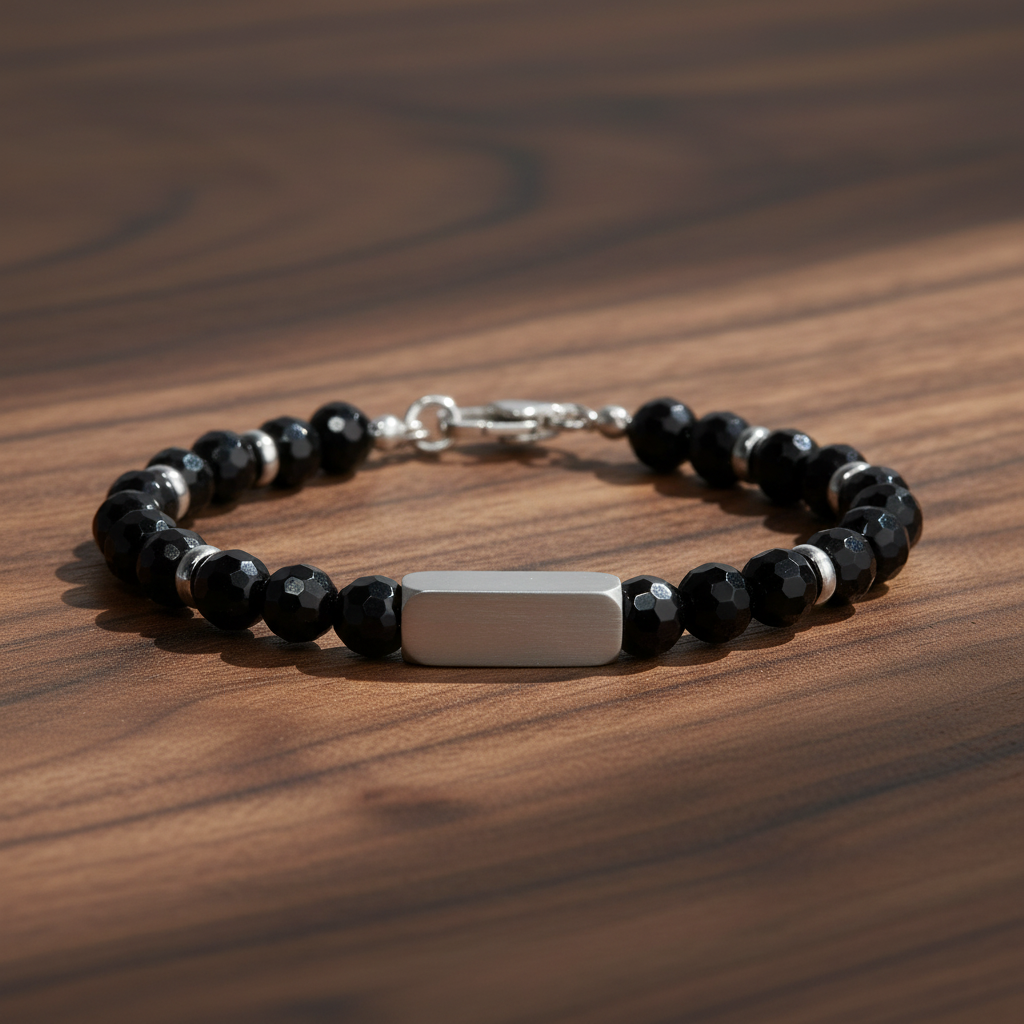 A.R.Z Steel Custom Stone Bead Bracelet 6mm
