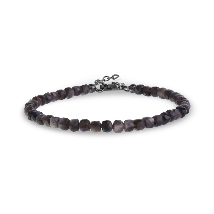 A.R.Z Steel Obsidian Beaded Bracelet 4mm