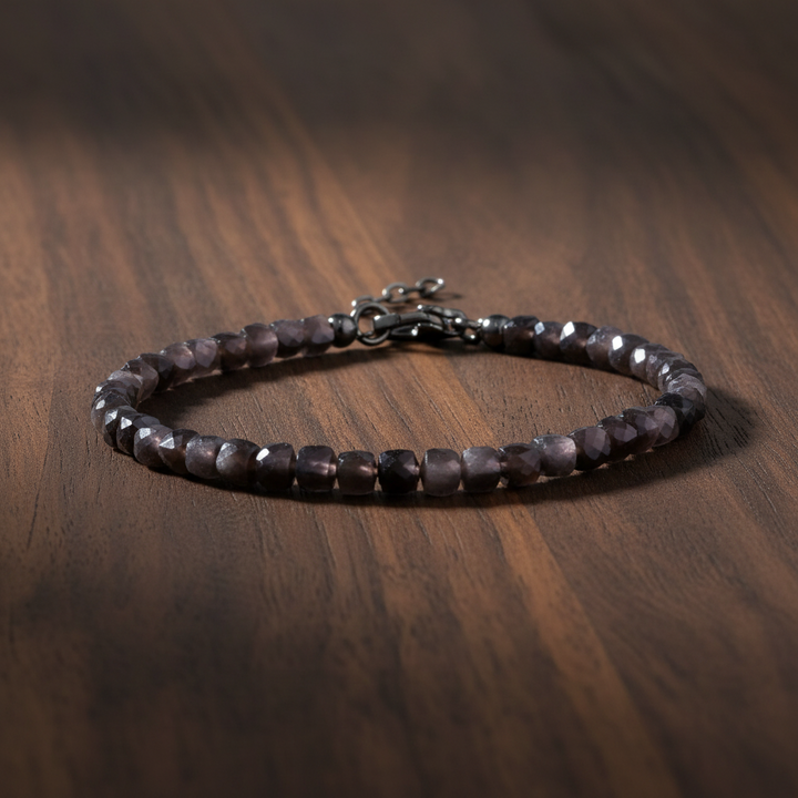 A.R.Z Steel Obsidian Beaded Bracelet 4mm