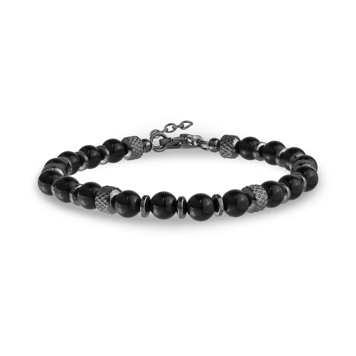 A.R.Z Steel Midnight Onyx Beaded Bracelet 6mm