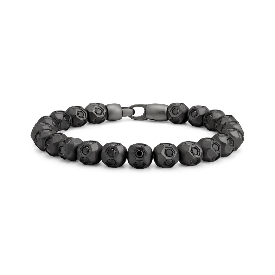 A.R.Z Steel Satin Hex Bead Bracelet 9mm