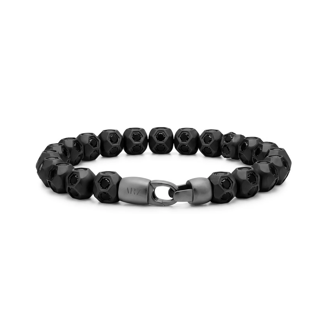 A.R.Z Steel Satin Hex Bead Bracelet 9mm