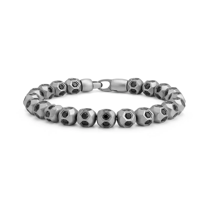 A.R.Z Steel Satin Hex Bead Bracelet 9mm
