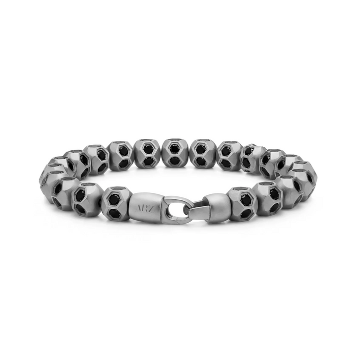 A.R.Z Steel Satin Hex Bead Bracelet 9mm