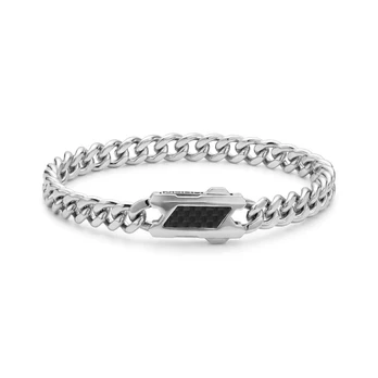 A.R.Z Steel Carbon Fiber Cuban Link Bracelet 7mm