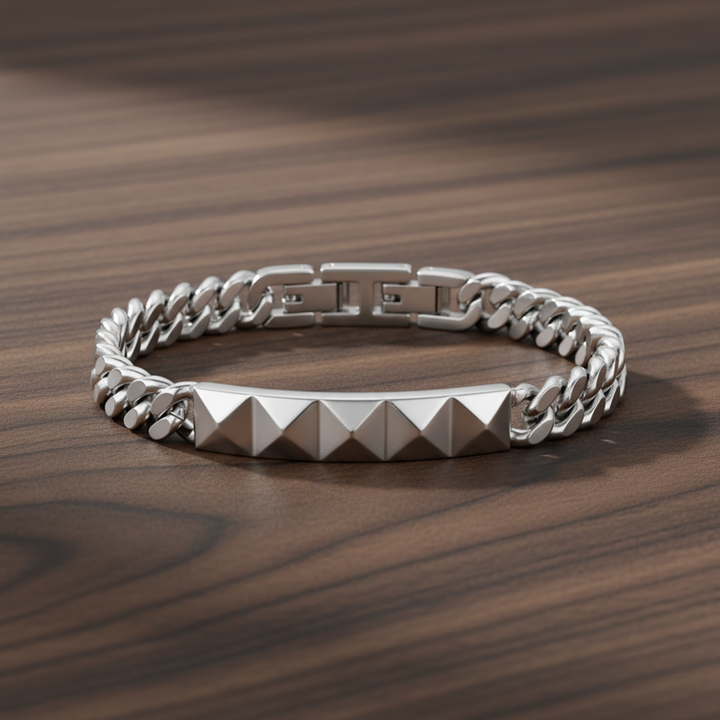 A.R.Z Steel Pyramid ID Link Bracelet 8mm