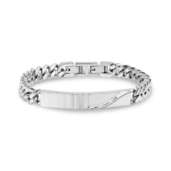 A.R.Z Steel Sleek Contour ID Bracelet 8mm