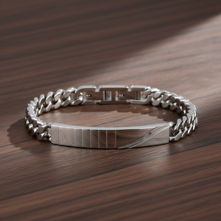A.R.Z Steel Sleek Contour ID Bracelet 8mm