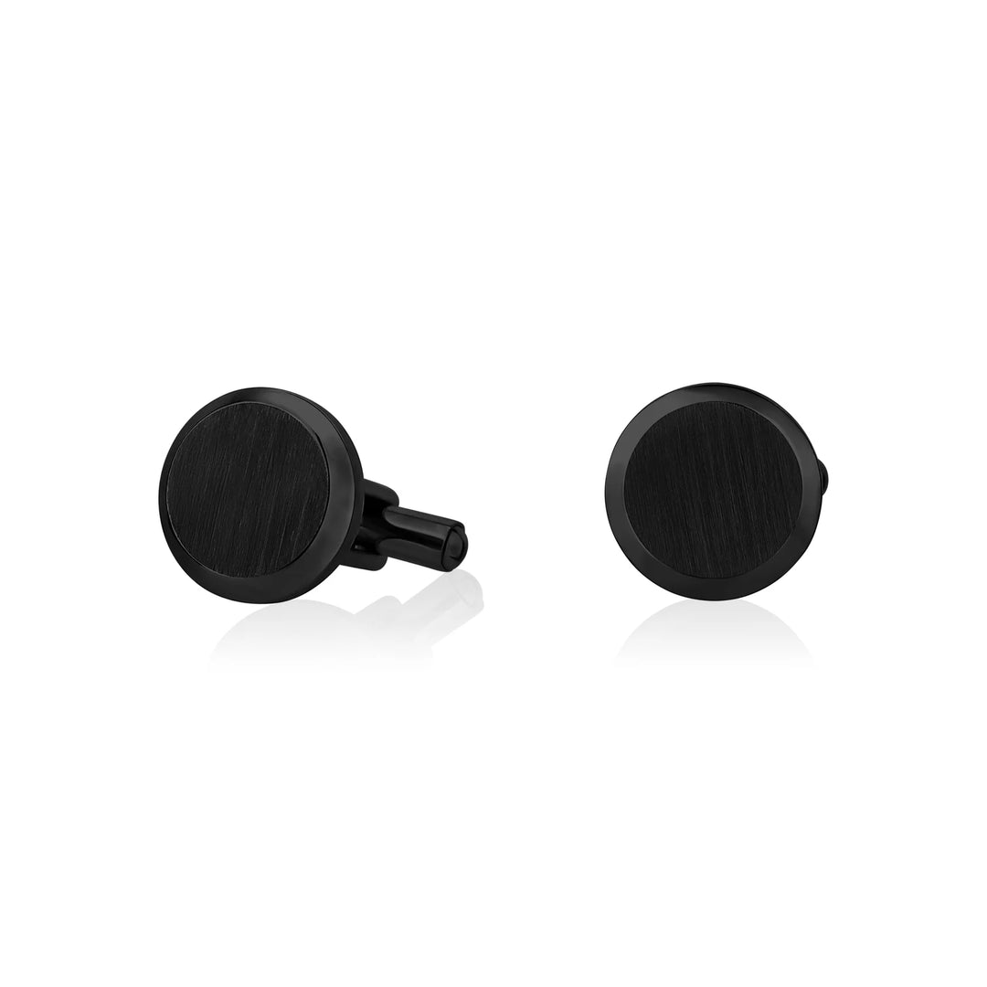 A.R.Z Steel Beveled Edge Round Cufflinks