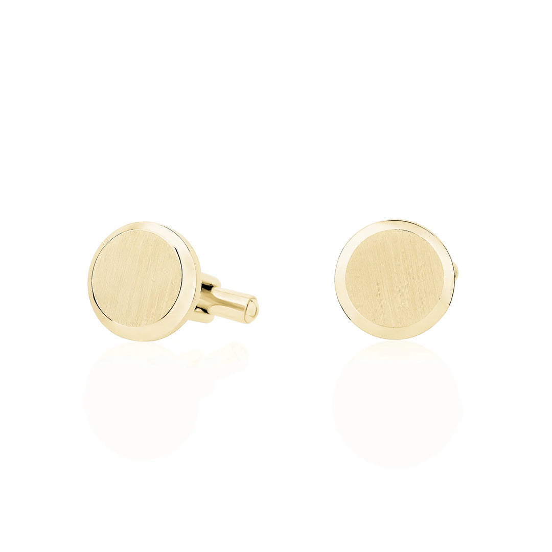 A.R.Z Steel Beveled Edge Round Cufflinks